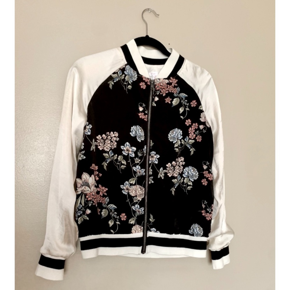 Silky Floral Bomber Jacket
